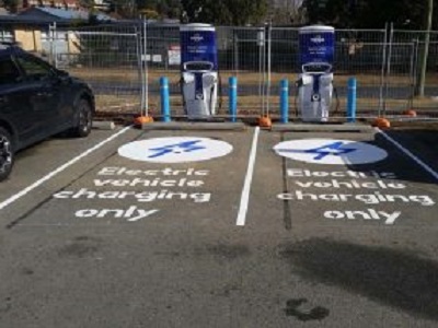 Aegis bollards protecting EV charging station
