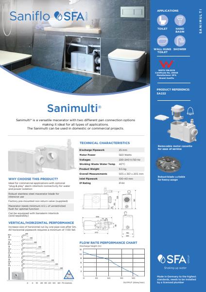 Saniflo SANIMULTI Product Sheet