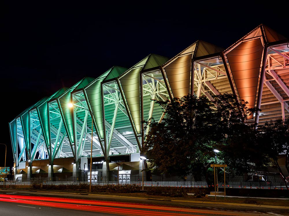 Fabric facade on Queensland Stadium