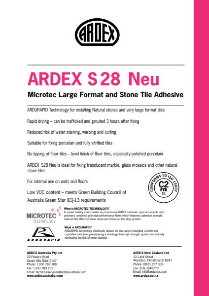 ARDEX S 28 Neu Premium Microtec Flexible Wall and Floor Tile Adhesive